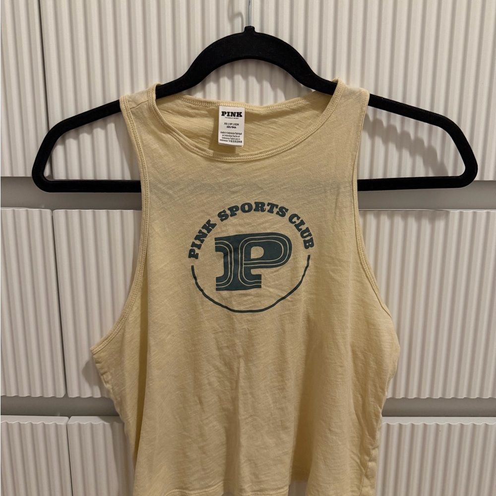 PINK Victoria's Secret Baby Yellow Tank with Green Print